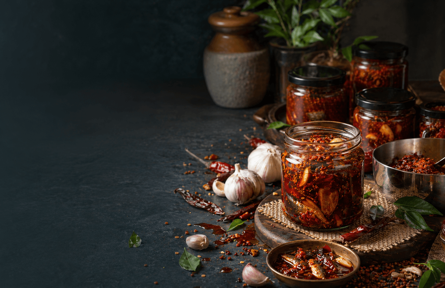 Hooked Harbor packing table with seafood pickle jars